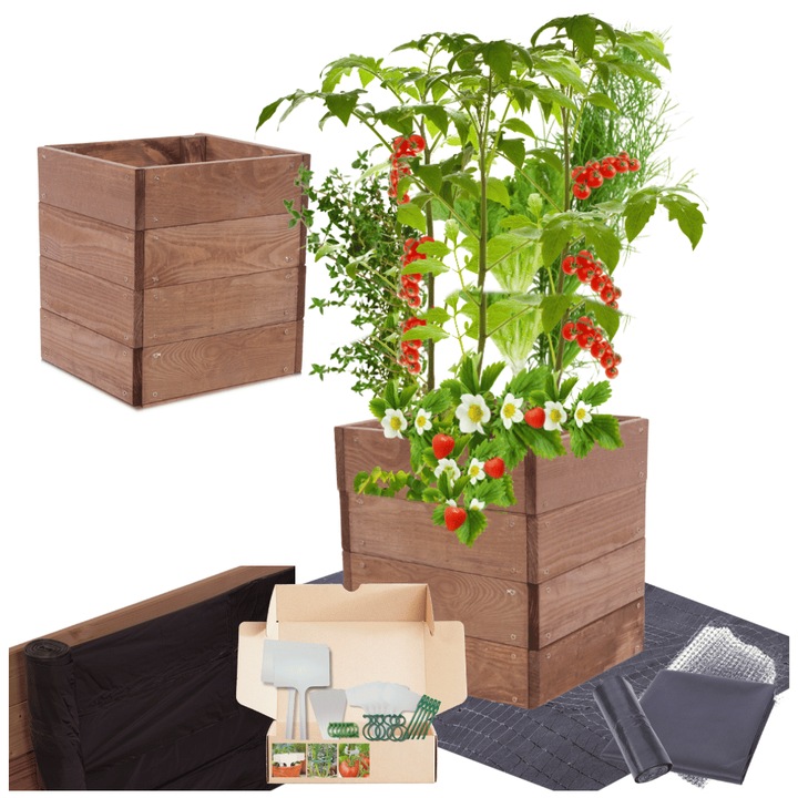 Gradina ridicata MODO24, lemn impregnat, 36x30x30cm, maro