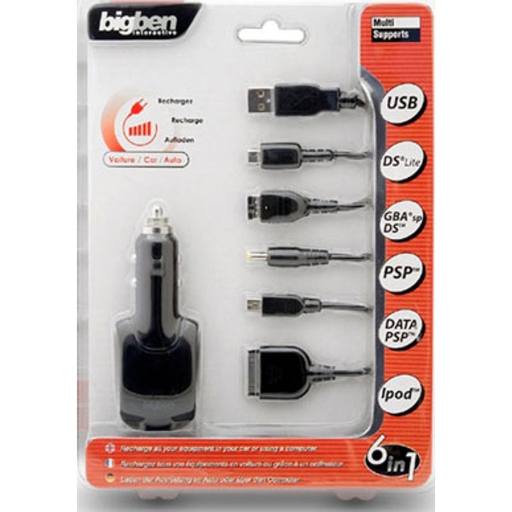 Incarcator auto BigBen pentru consola PSP, Nintendo DS, DS Lite, GameBoy Advance