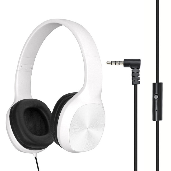 Casti cu fir, T891, pliabile, albe, over the ear