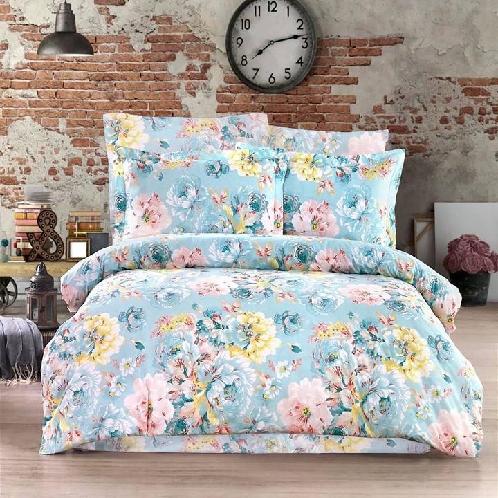 Lenjerie de pat creponată Ralex Pucioasa, 100% bumbac, o persoană, ușor de întreținut, culoare variată