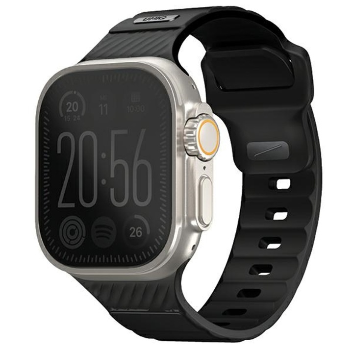 Curea din cauciuc UNIQ Stride compatibila cu Apple Watch 42/44/45/49mm, Negru