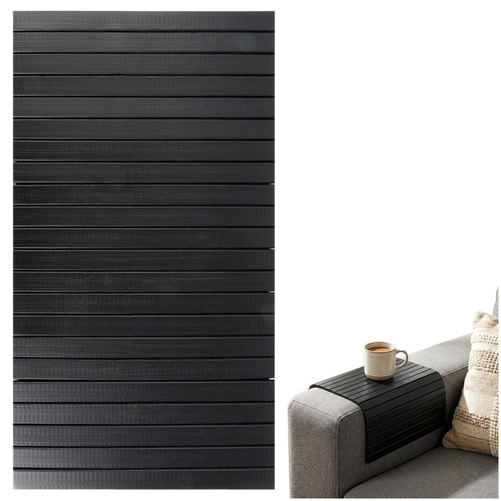 Mata bambusa, Artemis, 44x22cm, neagra, pentru masa si canapea