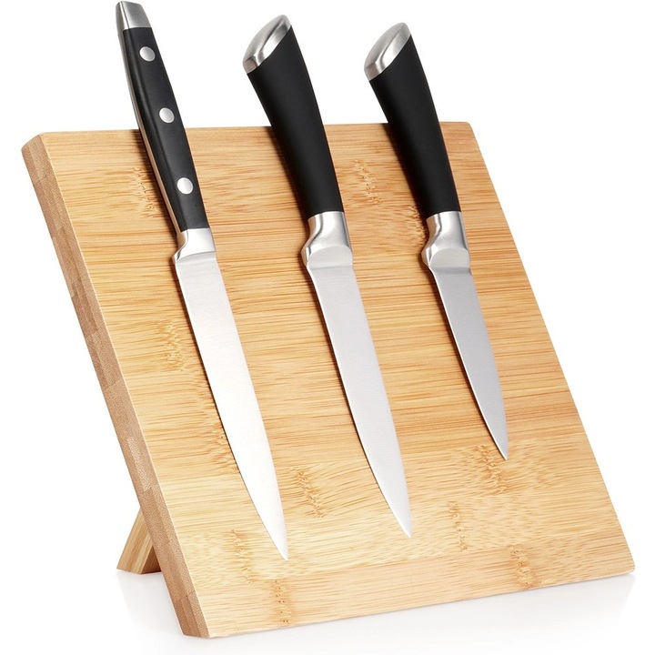 Evőeszköztartó, Artemis, mágneses bambusz blokk, 24x14,5x21cm, barna színű