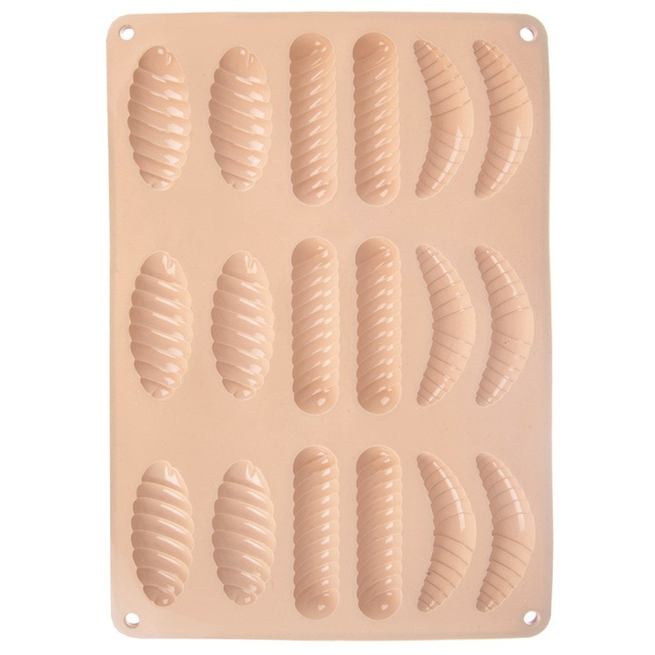 Forma de copt, Artemis, silicon, 33x24,5x1cm, bej, pentru 18 prajituri