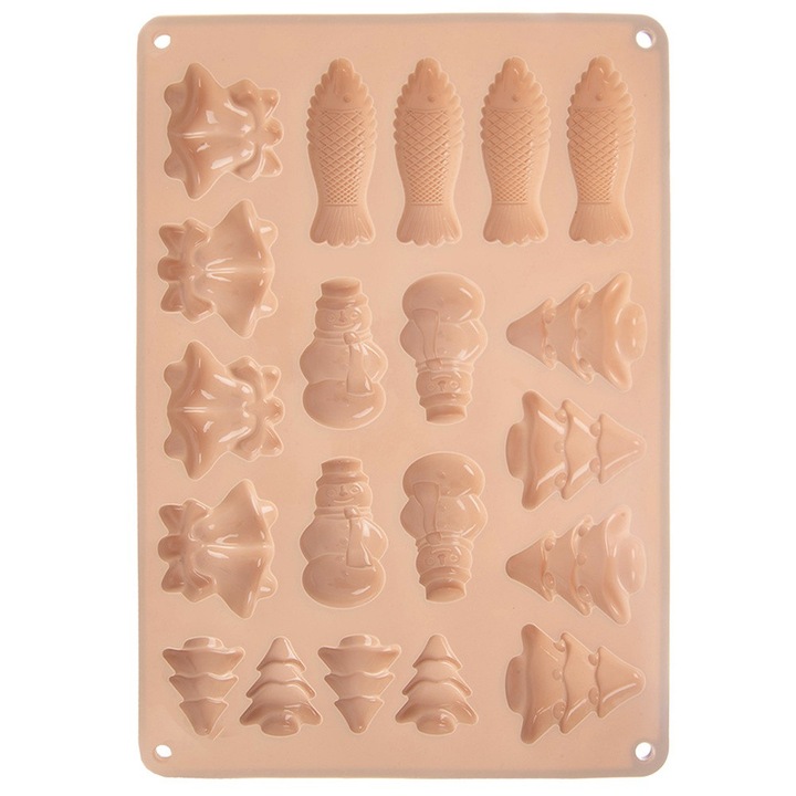 Forma de prajituri Artemis, silicon, 20 forme, bej, 34x24,5x1cm