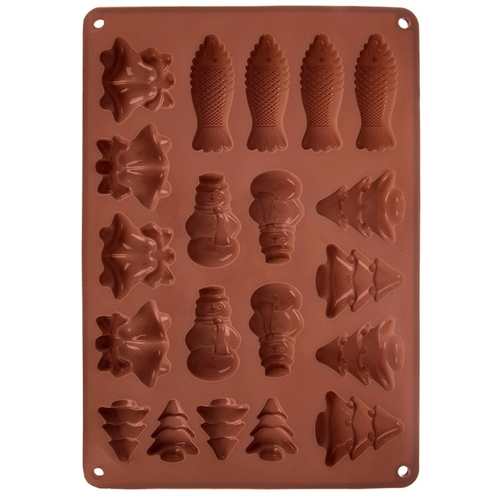 Forma Silikon pentru Cumpararea Pralinelor, Artemis, 20 forme, 34x24,5x1cm, culoare maro