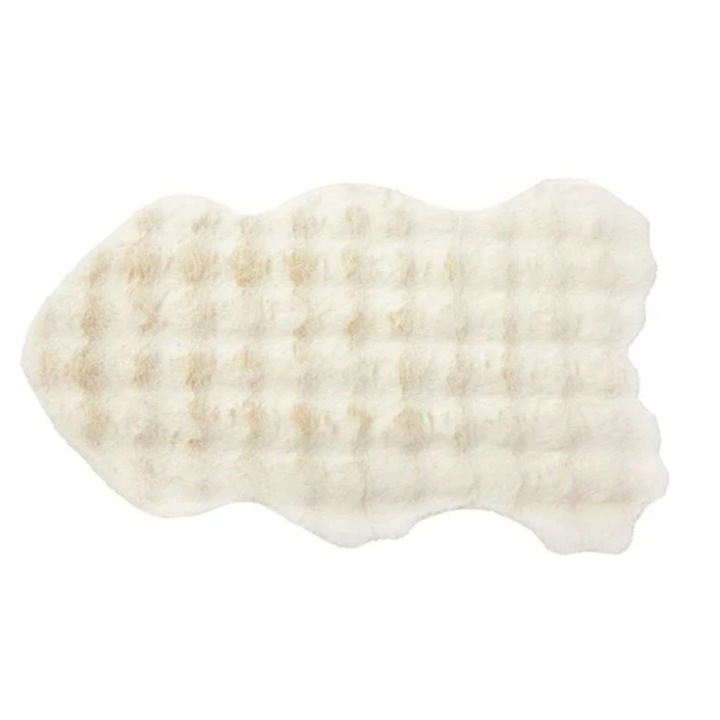 Covoras decorativ, din blana artificiala, shape dots, ecru, 100x60cm