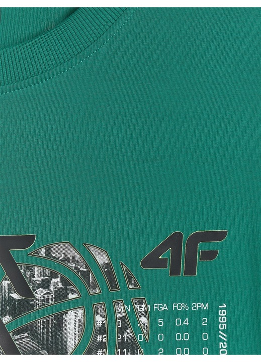 Férfi póló, 4F, zöld, regular, mintás