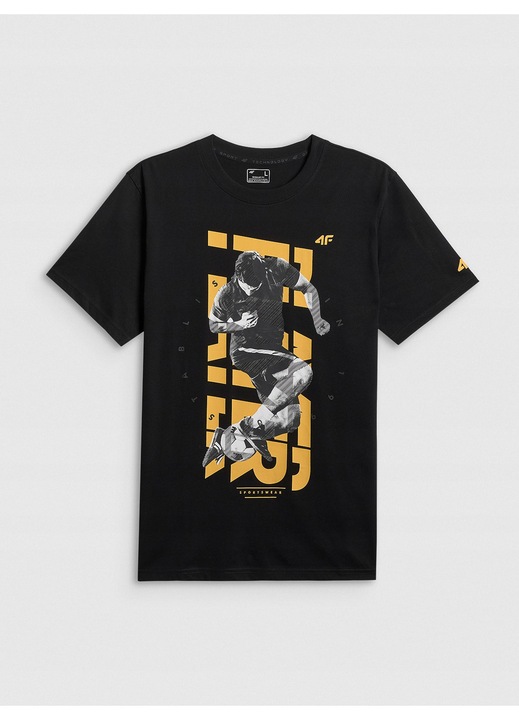 Férfi póló 4F, fekete, pamut, Fekete