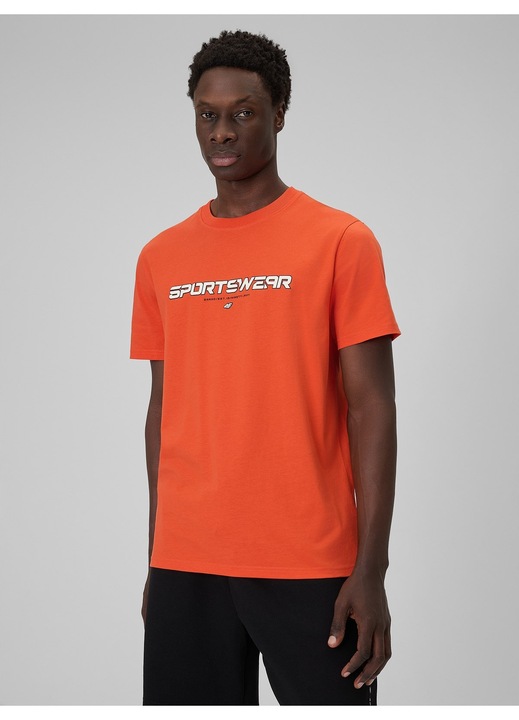 Férfi póló 4F pamut, narancssárga, normál, kényelmes