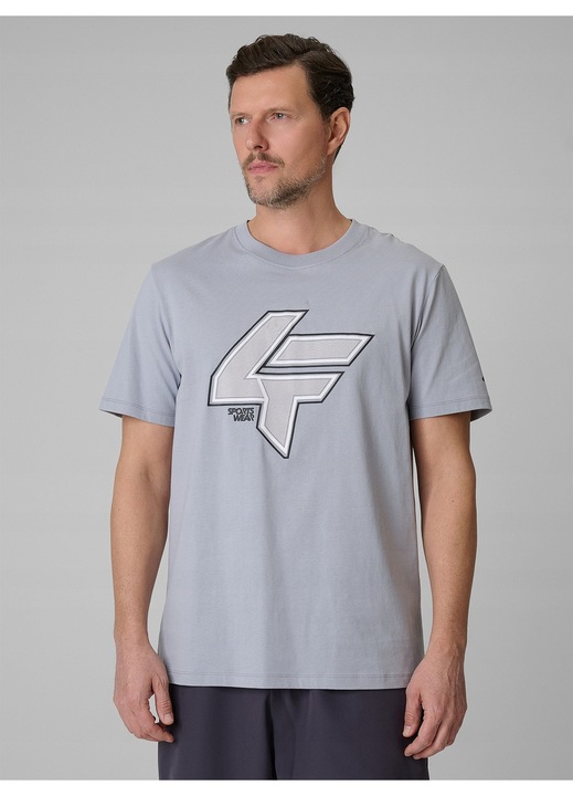 4F férfi póló, szürke, pamut, laza szabás
