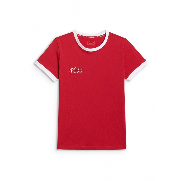 Tricou sport dama, 4F, regular, rosu, bumbac
