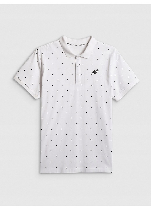 Férfi 4F galléros póló, fehér, pamut, normál szabású