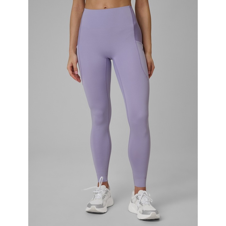 Női sportnadrág, 4F, slim leggings, gyorsan száradó, lila, fitneszhez