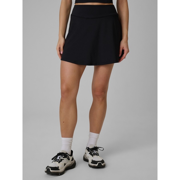 Női sport szoknya, 4F, fekete, gyorsan száradó, bővülő szabású, magas derekú