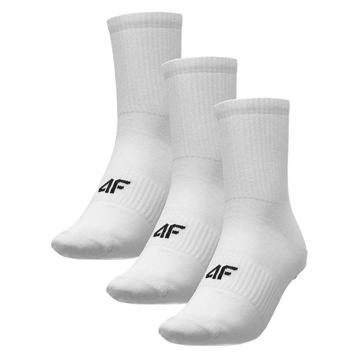 Дамски спортни чорапи 4F, 3 чифта, дълги, бели, 39-42