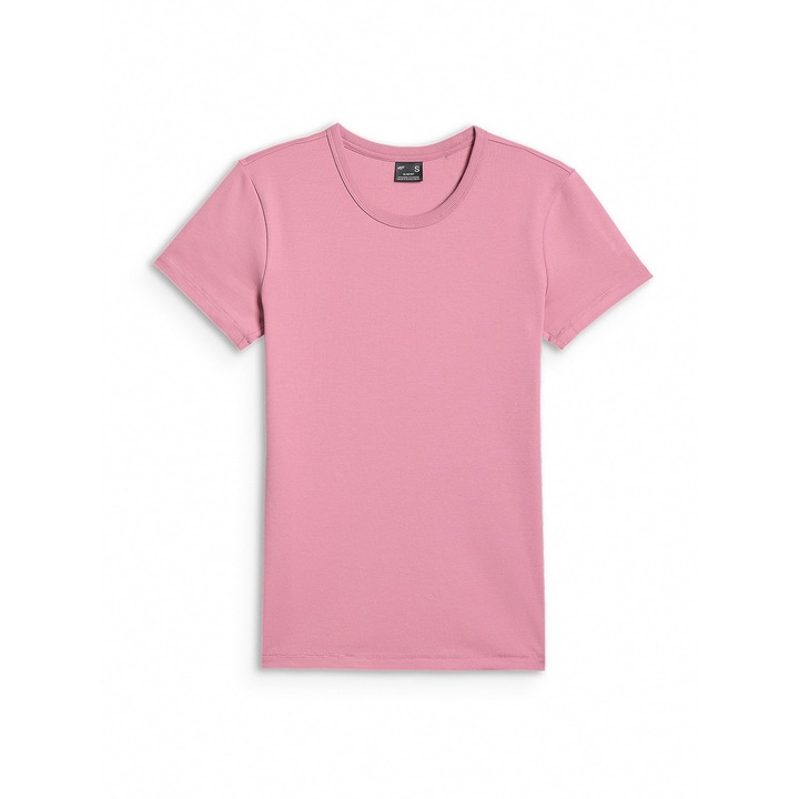 Tricou sport dama, 4F, roz, bumbac, slim fit