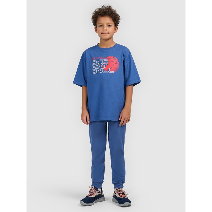 Gyermek póló, 4F, sötétkék, pamut, mintás