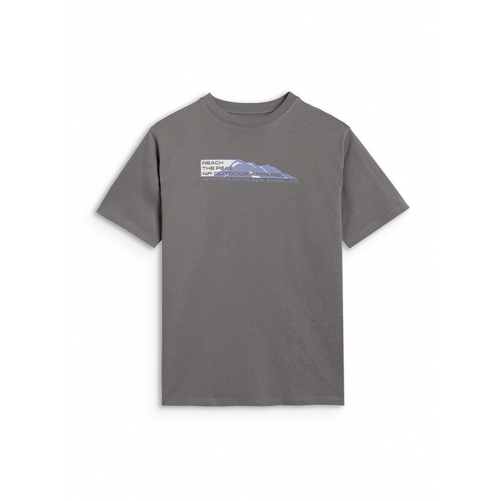 Tricou copii, 4F, oversize, gri, bumbac moale