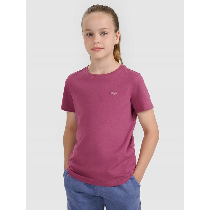 4F gyerek póló, oversize, pamut, lányoknak, lila, 122 CM