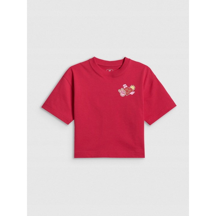 Gyermek póló, 4F, rövidített, pamut, rózsaszín, lányoknak, 134-140 CM