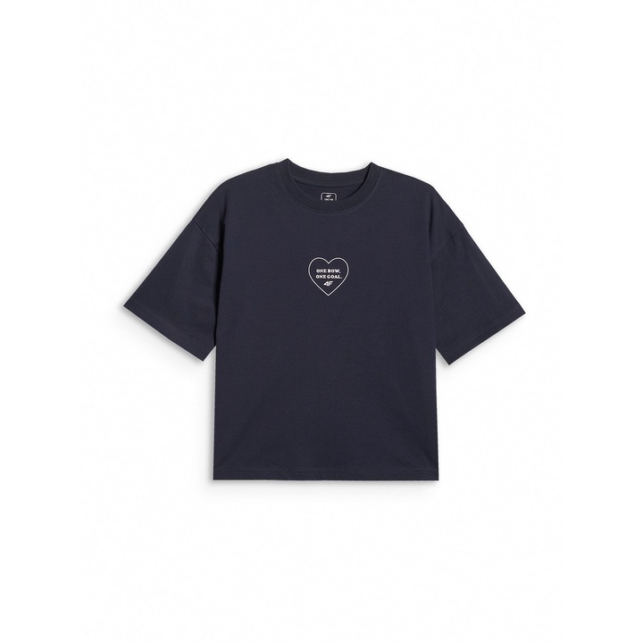 Tricou copii 4F, bleumarin, bumbac, croiala lejera, pentru fete