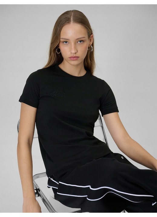 Női póló 4F, fekete, pamut