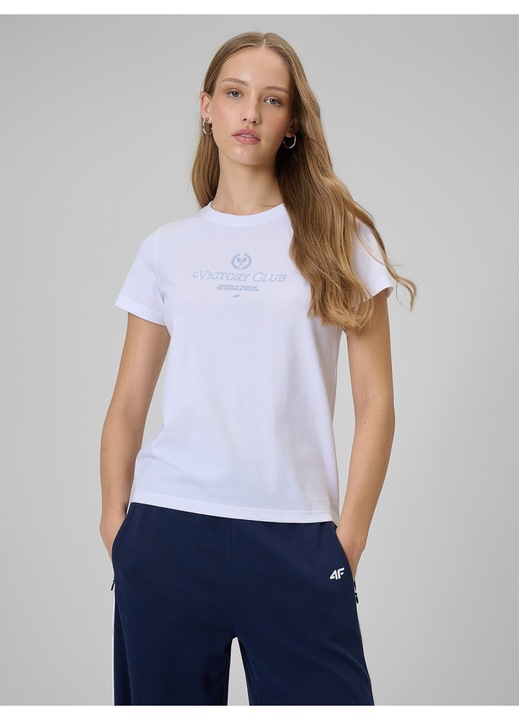 Fehér női póló mintával, Fehér