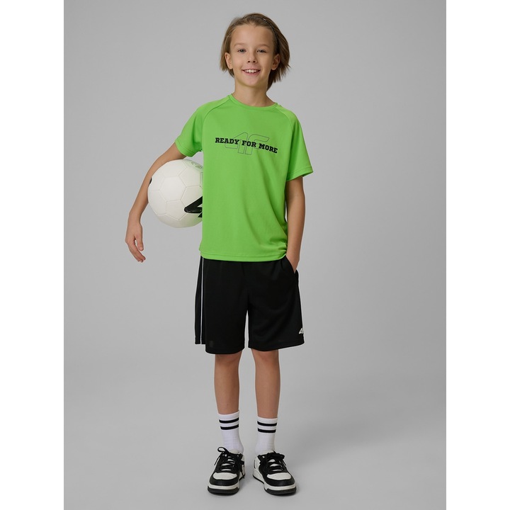 Fiú sportpóló, 4F, zöld, 4F Dry technológia, fényvisszaverő elemek