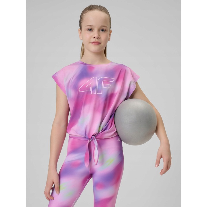 Felső crop lányoknak 4F, többszínű, 158/164 cm, gyorsan száradó technológia