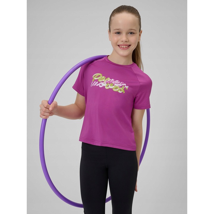 Спортна тениска 4F, за момичета, розова, технология 4F Dry, супер-дишаща материя