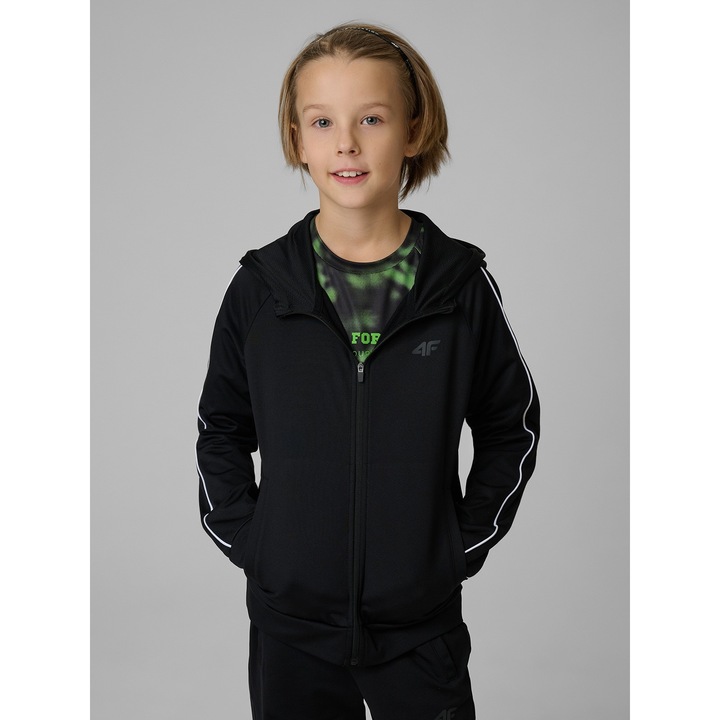 4F gyerek sport pulóver, fekete, 4F Warm technológia, gyorsan száradó