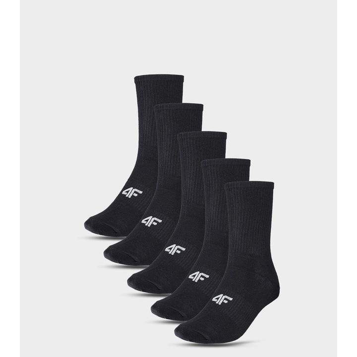 Gyermek sportzokni, 4F, 5 pár, fekete, 38-40