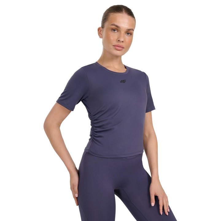 Női sportpóló, 4F, gyorsan száradó, szintetikus, tengerészkék, M INTL