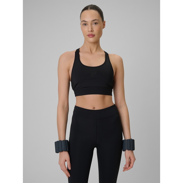 Női sportmelltartó, 4F, optimális szellőzés, fekete