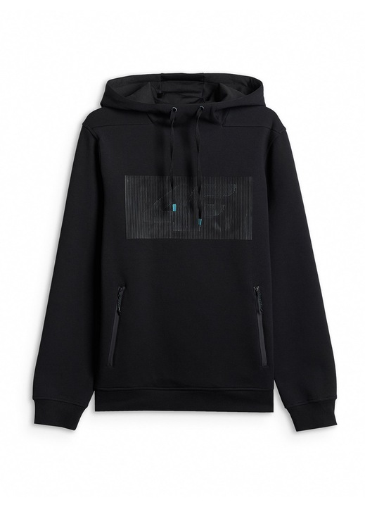 Hanorac barbati, 4F, cu gluga, negru, buzunare cu fermoar, Negru