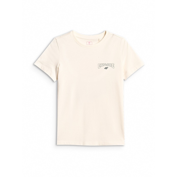 Tricou copii 4F, alb, bumbac, pentru fete