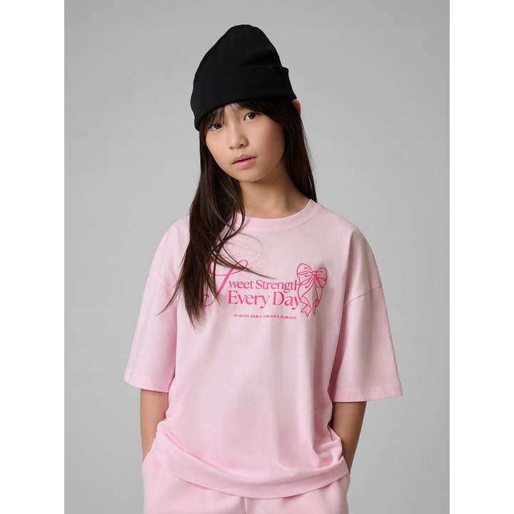 4F gyerek póló, rózsaszín, pamut, lányoknak