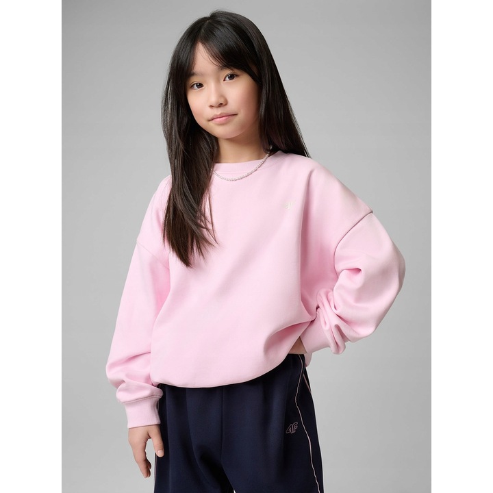 Sport kapucnis pulóver lányoknak, 4F, pamut, rózsaszín, 158-164 CM