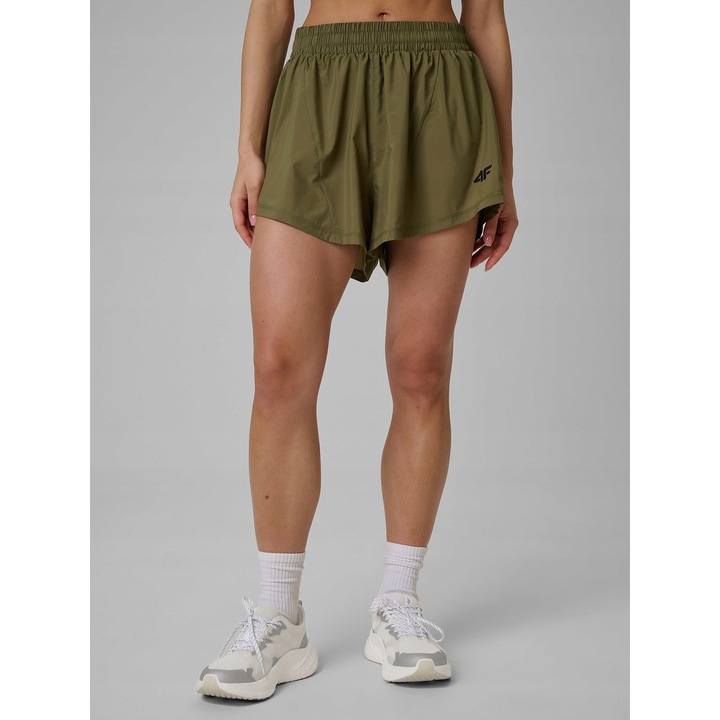 Női sportnadrág 4F, regular, gyorsan száradó, olajzöld, edzéshez
