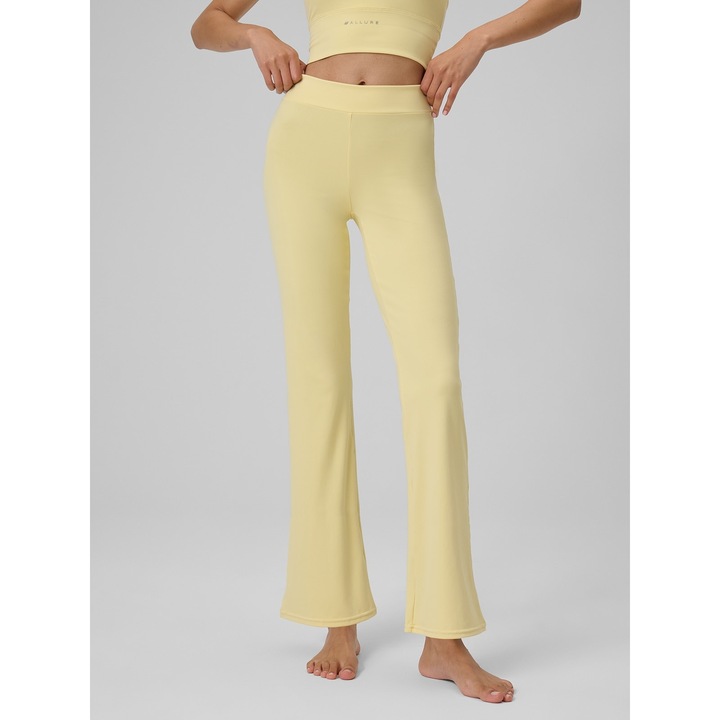 Női sportnadrág, 4F, sárga, magas derekú, 4F Dry technológia, jóga