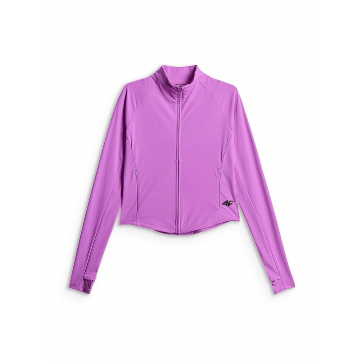 Bluza sport dama, 4F, slim fit, roz, uscare rapida, pentru antrenament