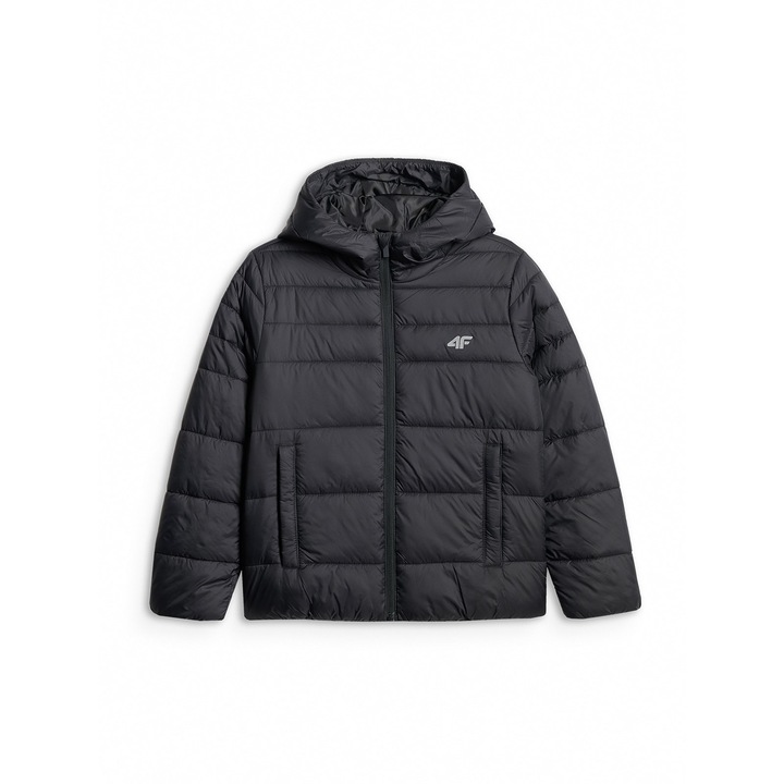 Geaca copii, 4F, neagra, hidrofoba, pentru baieti