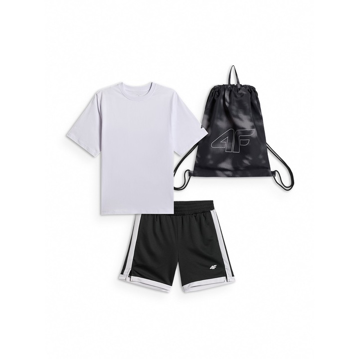 Set echipament sportiv baieti 4FJRSS26TAPSM190-20S, 4F, Negru/Alb