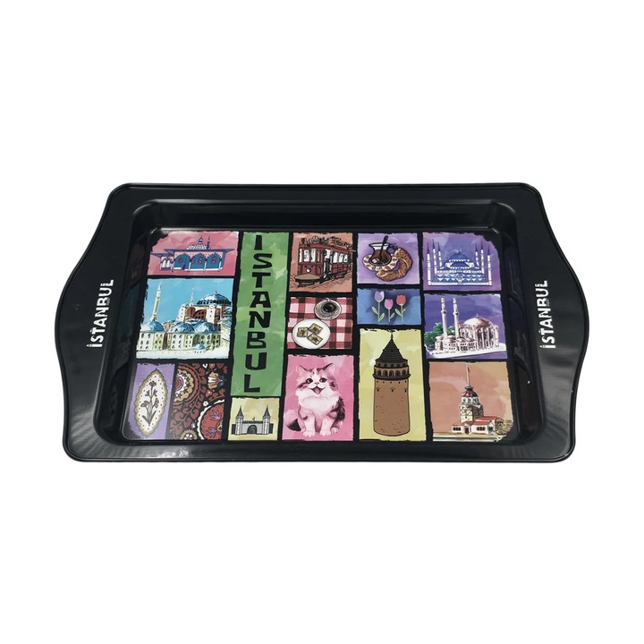 Tavita pentru servit metalica model colorat, l25xl16xh1.6 cm, EHA - Model 4