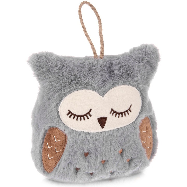 Stoper decorativ pentru usi Artemis, forma de bufnita, 1,5 kg, 18x10x20cm, gri