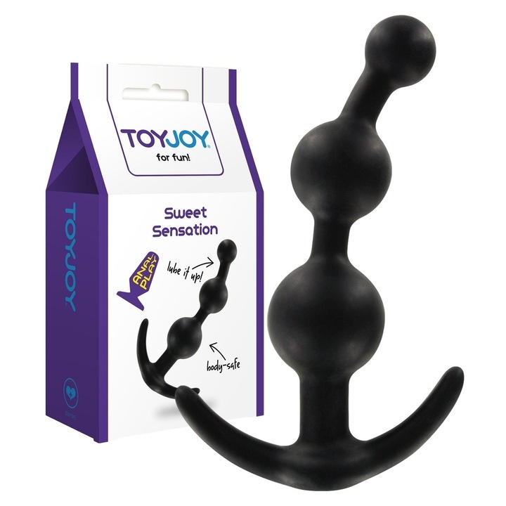 Plug anal ToyJoy SWEET SENSATION, silicon, negru, 13cm x 3cm, waterproof