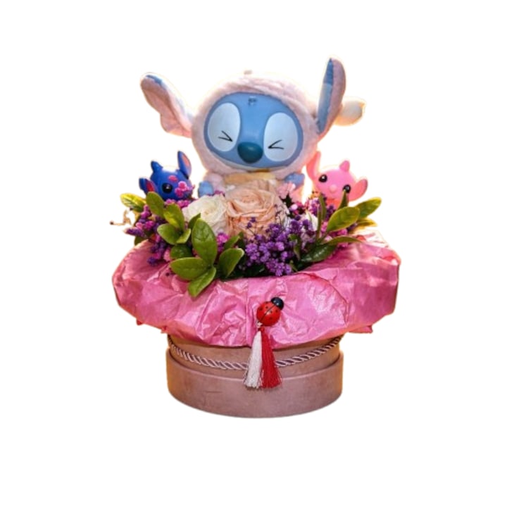 Цветна аранжировка VICTINY® Букет от 100% натурални ароматни восъчни цветя от соя и сушени растения в бяла или натурална кошница модел 008