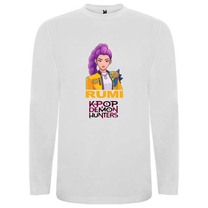 Fehér K POP Demon Hunters lány hosszú ujjú póló, Fehér