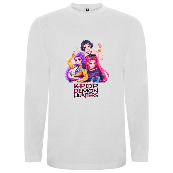 K POP Demon Hunters hosszú ujjú fehér lány póló, Fehér